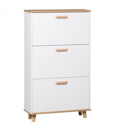 Shoe Storage Cabinet White Particle Board 70L x 23.5W x 122H cm Slimline Design