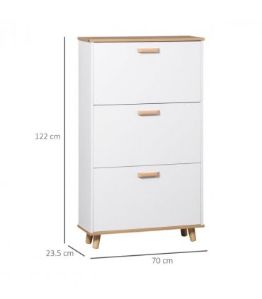 Shoe Storage Cabinet White Particle Board 70L x 23.5W x 122H cm Slimline Design