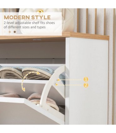 Shoe Storage Cabinet White Particle Board 70L x 23.5W x 122H cm Slimline Design