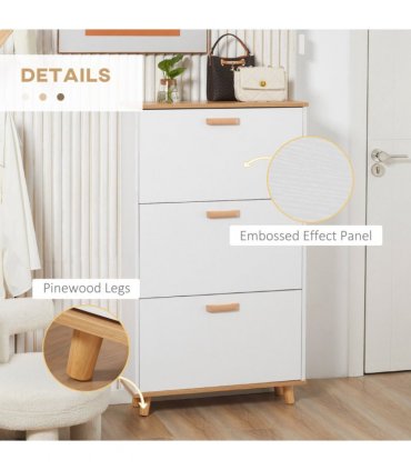 Shoe Storage Cabinet White Particle Board 70L x 23.5W x 122H cm Slimline Design