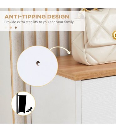 Shoe Storage Cabinet White Particle Board 70L x 23.5W x 122H cm Slimline Design