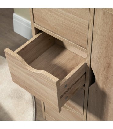HOMCOM Freestanding Bathroom Cabinet with 4 Drawers and Door Cupboard Natural