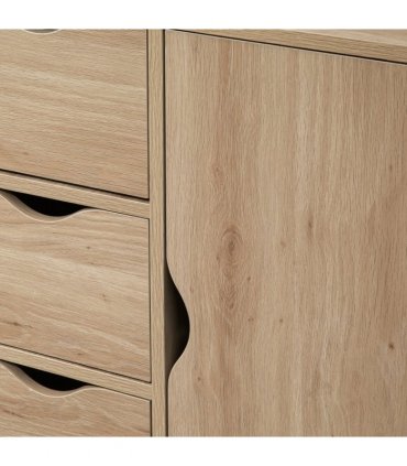 HOMCOM Freestanding Bathroom Cabinet with 4 Drawers and Door Cupboard Natural
