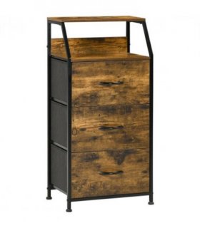 Industrial 3 Drawers Storage Cabinet Rustic Brown MDF 44L x 29W x 92H cm