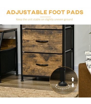 Industrial 3 Drawers Storage Cabinet Rustic Brown MDF 44L x 29W x 92H cm