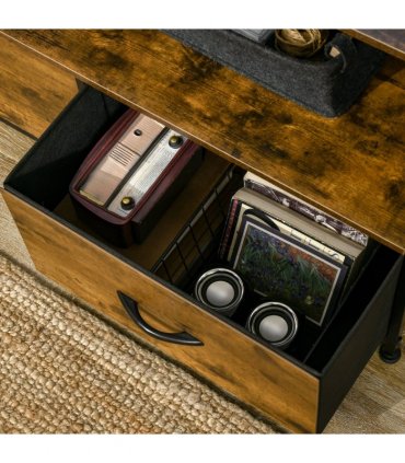 Industrial 3 Drawers Storage Cabinet Rustic Brown MDF 44L x 29W x 92H cm