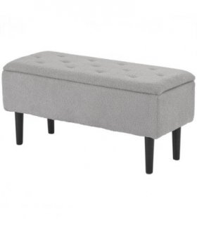 HOMCOM 15" Ottoman Storage Box with Wooden Legs and 47L Storage Capacity, Grey