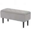 HOMCOM 15" Ottoman Storage Box with Wooden Legs and 47L Storage Capacity, Grey
