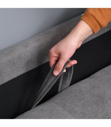 HOMCOM Compact Loveseat Sofa 2 Seater Sofa with Storage and Wood Legs Grey