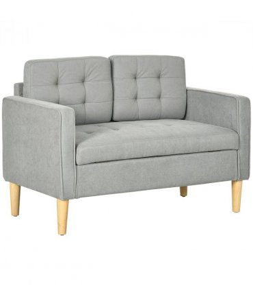 Modern 2 Seater Sofa with Storage Compact Loveseat Sofa for Living Room Grey