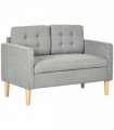 Modern 2 Seater Sofa with Storage Compact Loveseat Sofa for Living Room Grey