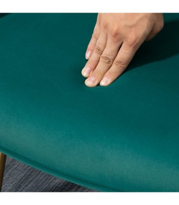 HOMCOM Button Tufted Armchair with Footstool and Gold Tone Steel Legs Dark Green