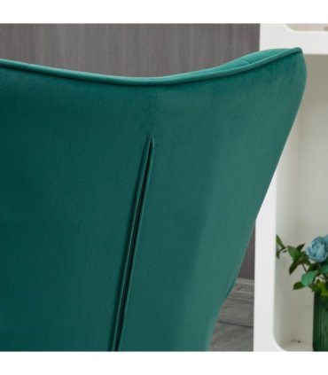 HOMCOM Button Tufted Armchair with Footstool and Gold Tone Steel Legs Dark Green