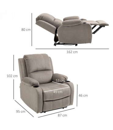 HOMCOM Recliner Armchair for Living Room, Recliner Chair with Cup Holder