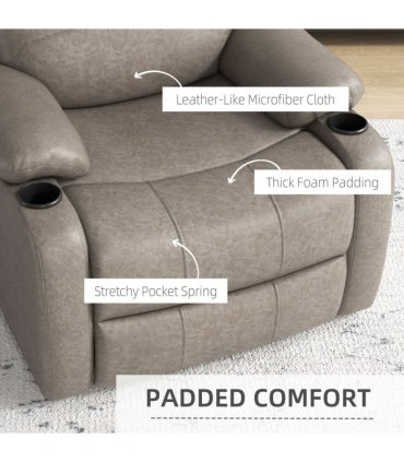 HOMCOM Recliner Armchair for Living Room, Recliner Chair with Cup Holder