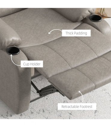 HOMCOM Recliner Armchair for Living Room, Recliner Chair with Cup Holder