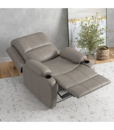 HOMCOM Recliner Armchair for Living Room, Recliner Chair with Cup Holder
