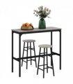 HOMCOM 3 Piece Bar Set, Industrial Kitchen and Chair Set for Small Space, Grey