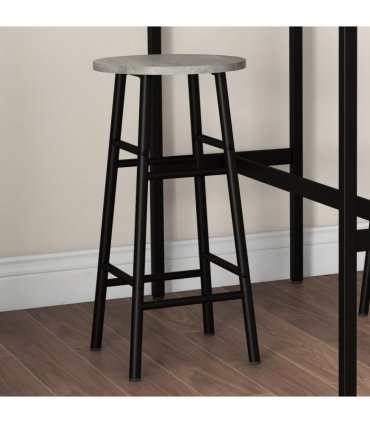 HOMCOM 3 Piece Bar Set, Industrial Kitchen and Chair Set for Small Space, Grey