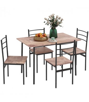 HOMCOM 5 Piece Dining Table and Chairs Set, Space Saving Table and 4 Chairs
