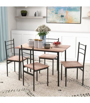 HOMCOM 5 Piece Dining Table and Chairs Set, Space Saving Table and 4 Chairs