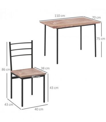 HOMCOM 5 Piece Dining Table and Chairs Set, Space Saving Table and 4 Chairs