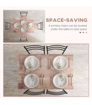 HOMCOM 5 Piece Dining Table and Chairs Set, Space Saving Table and 4 Chairs