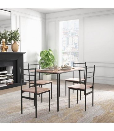 HOMCOM 5 Piece Dining Table and Chairs Set, Space Saving Table and 4 Chairs