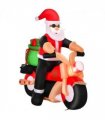 HOMCOM 5.5ft Light-Up Inflatable Santa Claus Riding a Bike Decoration for Lawn
