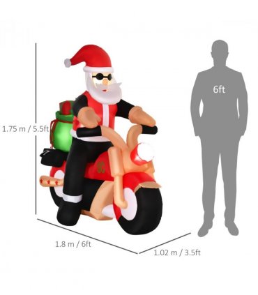 HOMCOM 5.5ft Light-Up Inflatable Santa Claus Riding a Bike Decoration for Lawn