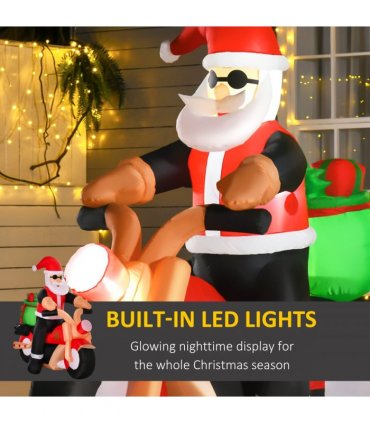 HOMCOM 5.5ft Light-Up Inflatable Santa Claus Riding a Bike Decoration for Lawn