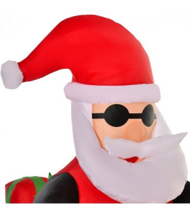 HOMCOM 5.5ft Light-Up Inflatable Santa Claus Riding a Bike Decoration for Lawn