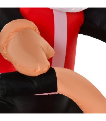 HOMCOM 5.5ft Light-Up Inflatable Santa Claus Riding a Bike Decoration for Lawn