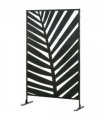 Steel Outdoor Privacy Screen Panel 122L x 45W x 198H cm Black Leaf Design