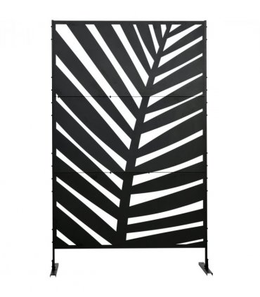 Steel Outdoor Privacy Screen Panel 122L x 45W x 198H cm Black Leaf Design