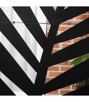 Steel Outdoor Privacy Screen Panel 122L x 45W x 198H cm Black Leaf Design