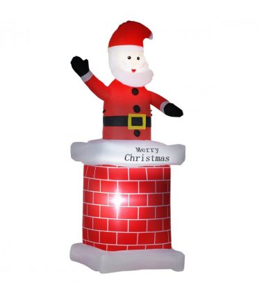 HOMCOM 7ft Christmas Inflatable Santa Claus from Chimney with LED Lights