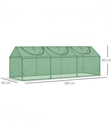 Green PE plastic Mini Greenhouse 180L x 60W x 60H cm for Outdoor Growing