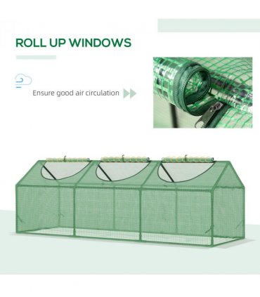 Green PE plastic Mini Greenhouse 180L x 60W x 60H cm for Outdoor Growing