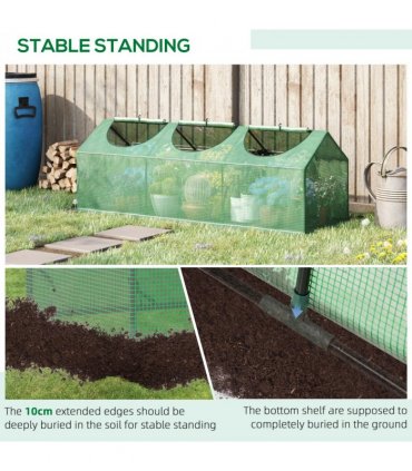 Green PE plastic Mini Greenhouse 180L x 60W x 60H cm for Outdoor Growing