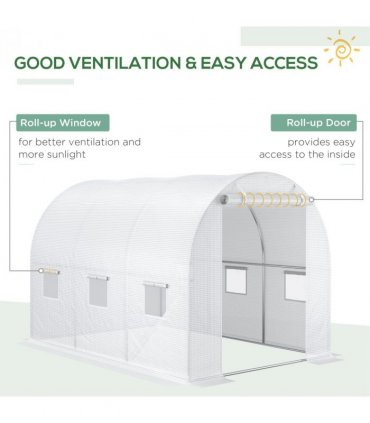 Outsunny 3 x 2 x 2m Replacement Greenhouse Cover w/ Windows, White