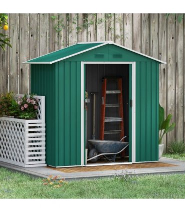 Outsunny 6.5x3.5ft Metal Garden Shed for Garden and Outdoor Storage, Green