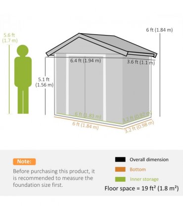 Outsunny 6.5x3.5ft Metal Garden Shed for Garden and Outdoor Storage, Green