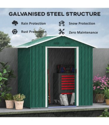 Outsunny 6.5x3.5ft Metal Garden Shed for Garden and Outdoor Storage, Green