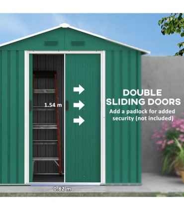 Outsunny 6.5x3.5ft Metal Garden Shed for Garden and Outdoor Storage, Green