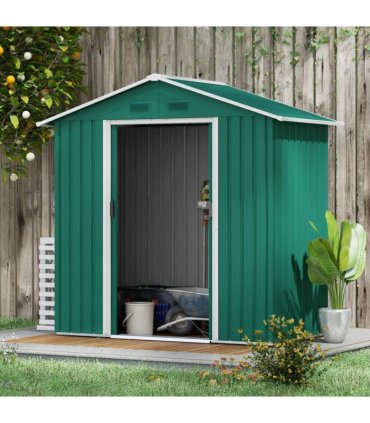 Outsunny 6.5x3.5ft Metal Garden Shed for Garden and Outdoor Storage, Green