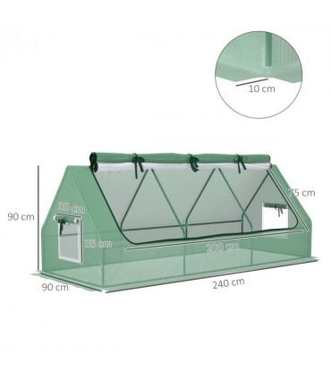 Outsunny Portable Small Polytunnel with Mesh Windows, 240x90x90cm