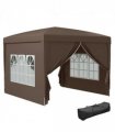 Gazebo - Coffee PVC 295L x 295W x 258H cm Pop Up Canopy with Sides & Carry Bag