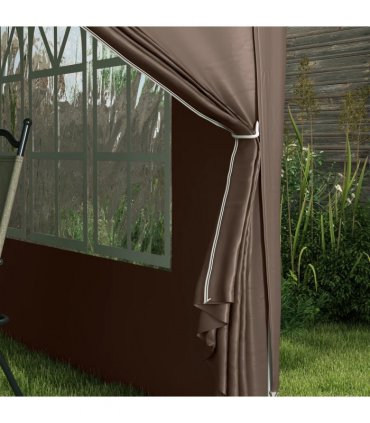 Gazebo - Coffee PVC 295L x 295W x 258H cm Pop Up Canopy with Sides & Carry Bag