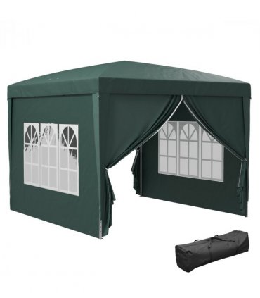Outsunny 3mx3m Pop Up Gazebo Party Tent Canopy Marquee with Storage Bag Green